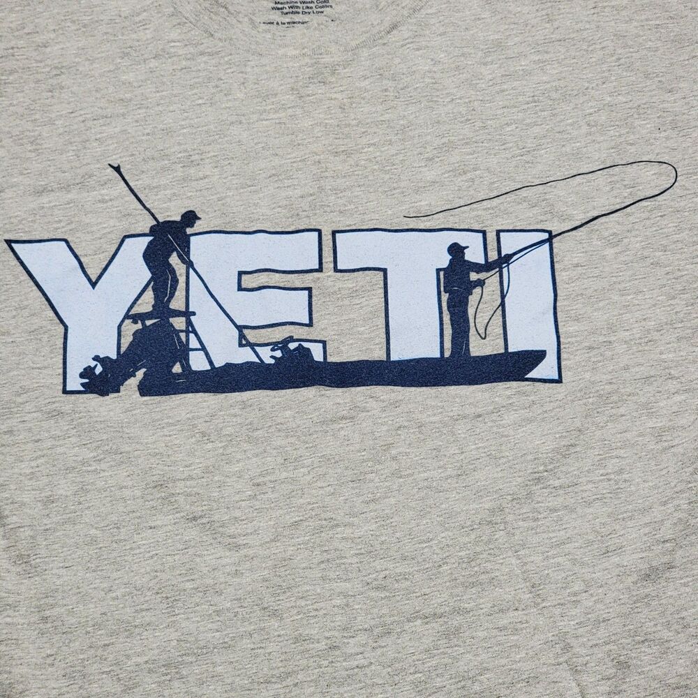 Yeti Graphic SS Grey Tee Fishing Boat - Size Medium